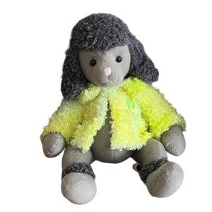 RUSS BERRIE Retired Brigette Gray Poodle Plush Neon Yellow Jacket Deer Valley